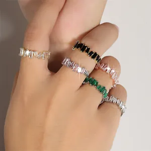 Elegant multicolor micro-pave cubic zirconia open rings showcased on a hand