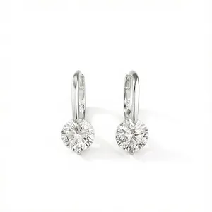 Élégantes boucles d'oreilles créoles en argent S925 avec pierres rondes claires de 7mm