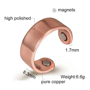 Adjustable pure copper magnetic ring with high polished finish and magnets