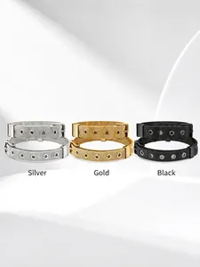Stainless steel mesh watch-band bracelets in silver, gold, and black color options.