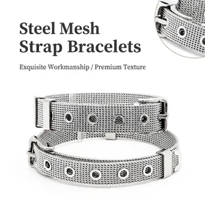Stainless Steel Mesh Bracelet Milanese Weave Watch Band Style Adjustable Belt Buckle Wristband Jewelry For Men Women