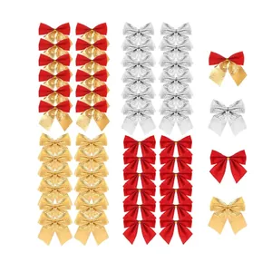 Assorted colorful Christmas tree bow ornaments for holiday DIY decoration
