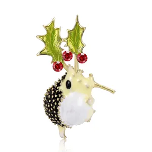 Simpatica Spilla a Forma di Riccio in Smalto Lega Strass Animale Spilla da Bavero Gioielli di Moda per Decorazione Vestiti