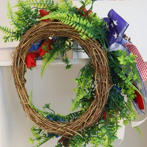 45cm American Independence Day decorative wreath with rattan base and patriotic bow