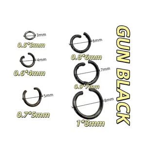 Specifications for 100pcs gun black open jump rings from 3mm to 8mm diameter