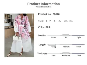 Elegant spring floral print high waist long shirt dress with lapel and long sleeves