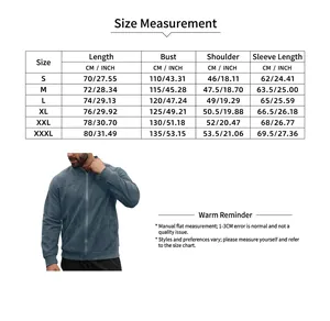 Comprehensive size guide for men's slim fit suede knit stand collar zipper jacket