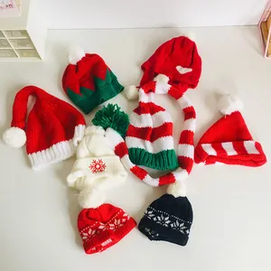 Mini Doll Knitted Hats For Plush Dolls Woolen Beanie Smiley Face Christmas Snowflake Patterns Cute Accessories