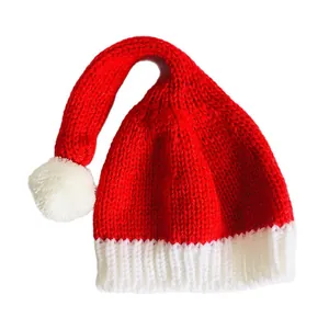 Red and white knitted Santa hat for 20cm plush cotton dolls