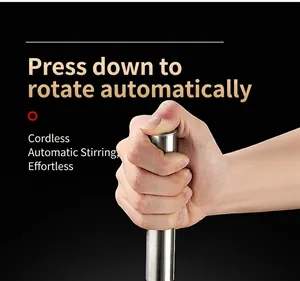 Close-up of 316 stainless steel semi-automatic whisk showing press-to-rotate mechanism