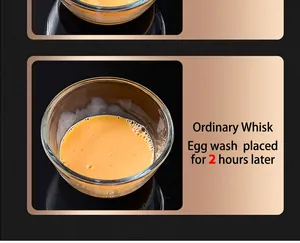 Detailed macro view of smooth and consistent whisked egg liquid in a clear glass bowl