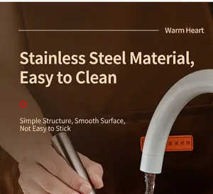 Close-up of the smooth 316 stainless steel handle of a semi-automatic egg beater tool