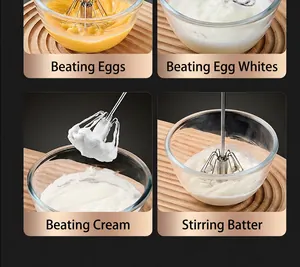 Four usage scenarios for 316 stainless steel semi-automatic whisk mixing eggs and cream