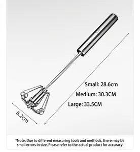 Professional 316 stainless steel semi-automatic egg whisk available in three different sizes