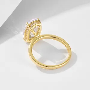 Elegant S925 sterling silver gold plated ring with a large pigeon egg zircon stone