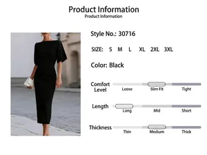 Infografica dettagliata del prodotto per un abito nero elegante vestibilità aderente
