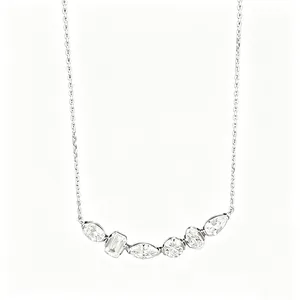 Elegant S925 silver necklace featuring a variety of brilliant-cut clear crystals