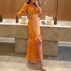 Robe Maxi Bohème pour Femmes Avec Col en V Profond et Imprimé Paisley Élégante Découpe Fente Haute Robe Longue d'Été
