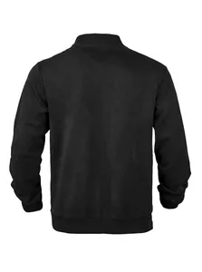 Detailed back view of a stylish black suede bomber jacket for men with ribbed trims