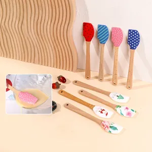 Spatule En Silicone Avec Manche En Bois Qualité Alimentaire Grattoir À Crème Épandeur De Beurre Pour Cuisine Patisserie Noël