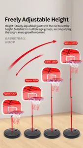 Detail view showing four adjustable height levels for children basketball stand up to 150cm