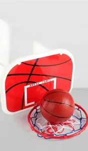 Complete kids indoor outdoor basketball hoop set with durable backboard and mini ball.
