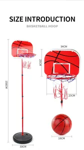 Detailed dimensions of the adjustable 150cm kids basketball hoop stand with ball