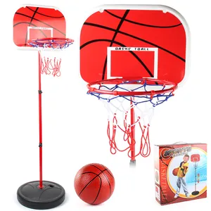 Adjustable kids basketball hoop stand set with 1.5m red backboard and a small red ball
