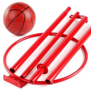 Portable children adjustable basketball hoop set with mini red ball for indoor outdoor play