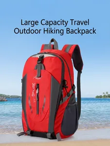 Large capacity red hiking backpack for outdoor travel and sports activities