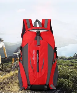 Red water-resistant professional outdoor cycling backpack for hiking and travel