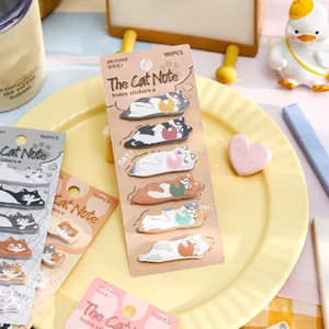 Cute cat-themed sticky note index stickers for reading, student study, and page marking