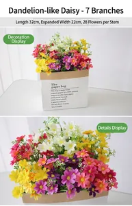 High-quality close-up showing vibrant artificial daisy bouquet with multiple branches
