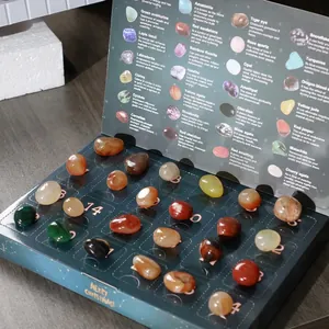 Christmas advent calendar box with 24 different polished natural crystals and gemstone specimens