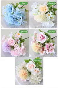 Mixed artificial rose and daisy bouquets in various pastel colors for home decoration