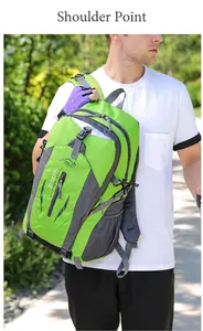 Large capacity green hiking backpack for outdoor trekking and travel sports gear