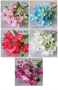 Lifelike artificial flower bouquets in five vibrant colors for pastoral home decor.
