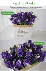 Close-up detail of 40cm purple artificial hyacinth bouquet with 5 forks