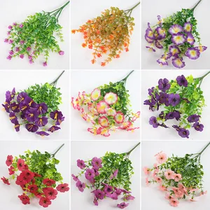 Pastoral Artificial Silk Flower Bouquets Fake Daisy Rose Lavender For Home Table Decor Wedding Party Kraft Paper Bag Vase