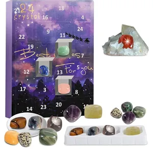 24-day Christmas advent calendar featuring natural polished crystals and healing stones.