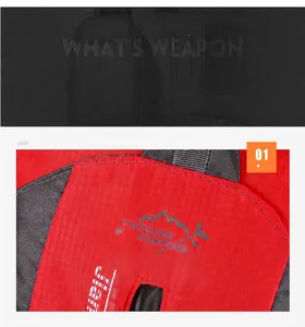Detailed macro view of high-density red durable fabric and stitching on hiking backpack