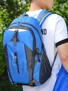 Blue large capacity outdoor hiking backpack designed for mountain climbing and travel sports