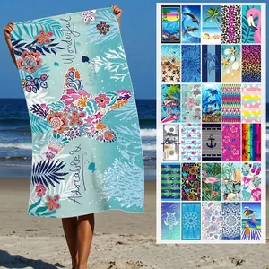 Serviette de plage microfibre avec motif étoile de mer et divers designs imprimés