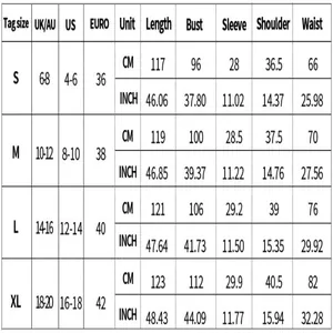 Detailed size guide chart for women striped V-neck dress with elastic waist line.