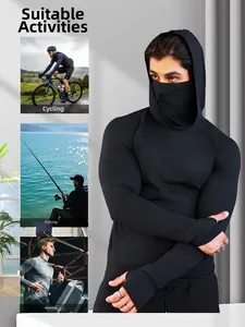 Maglia da pesca a asciugatura rapida da uomo con cappuccio e maschera viso