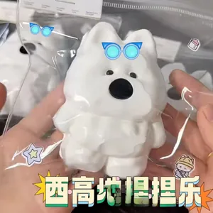 Close-up of white West Highland dog slow rebound squishy toy with cream texture