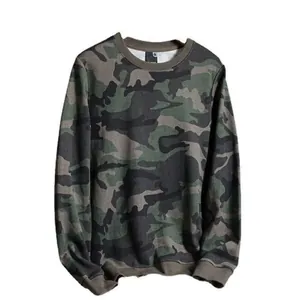 Classic men's loose camouflage print long sleeve sweatshirt with crew neck design