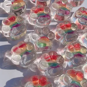 Transparent rainbow cat paw jelly squishy stress relief toy for kids and adults