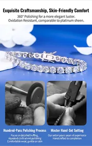 Macro detail of moissanite tennis bracelet showing hand-setting and polishing process