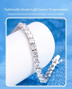 Close-up of sparkling moissanite tennis bracelet in 925 sterling silver exquisite design